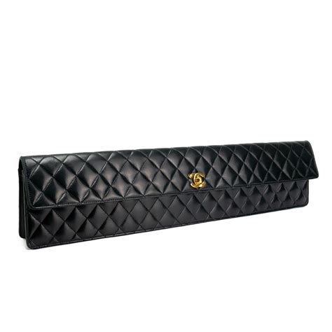 chanel 1989 classic flap elongated clutch bag